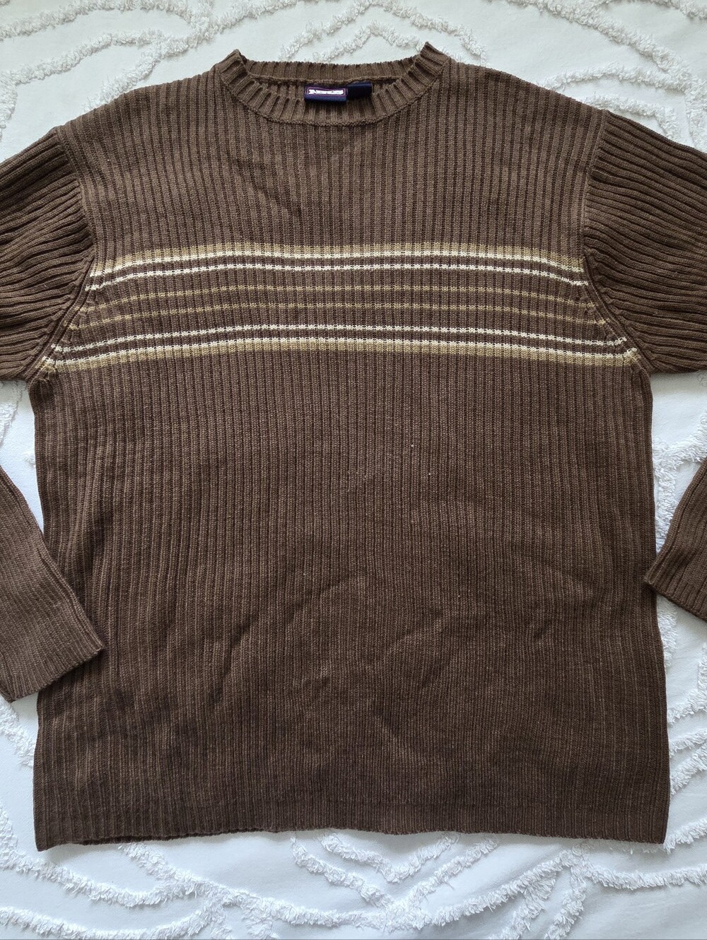 Nixon Chunky Knit Sweater Mens XL Marled Brown Textured Pullover Gorpcore Skate